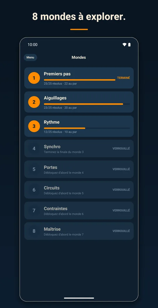 8 mondes à explorer.